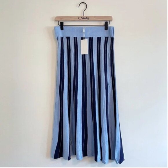 ✨ NWT FOXIEDOX for Anthropologie Striped Knit Anne Midi Skirt – Navy - Size M - Picture 4 of 9